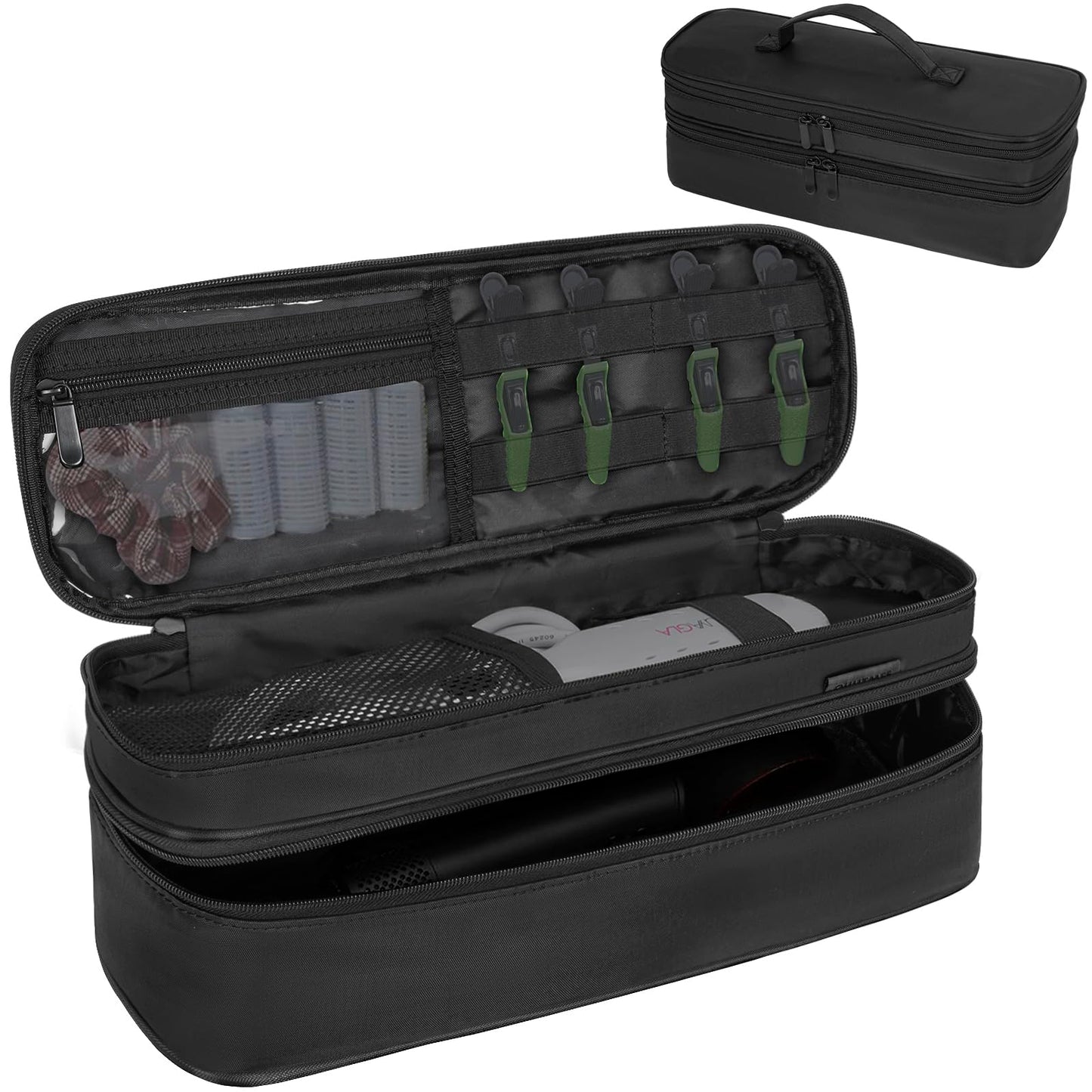 OUUTMEE Double Layer Travel Carrying Case Compatible with Shark Flexstyle, Storage Case for Revlon One-Step Hair Dryer and Volumizer Hot Air Brush Portable Organizer Bag for Dyson Airwrap Styler