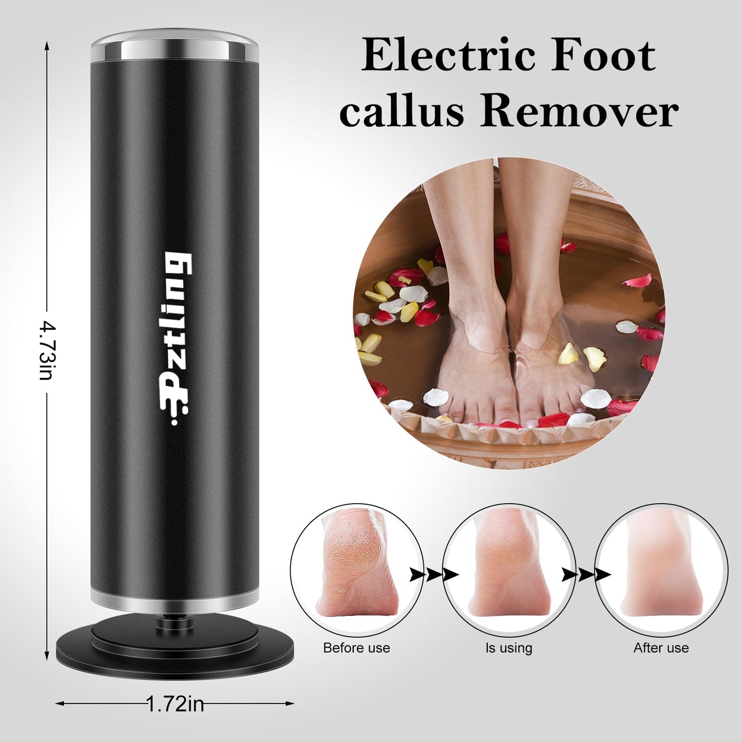 Electric Foot Callus Remover,Powerful Electric Foot File, Professional Adjustable Speed Pedicure Tool with 60 Pcs Replacement Sandpaper Discs for Dead Skin and Calluses-Black