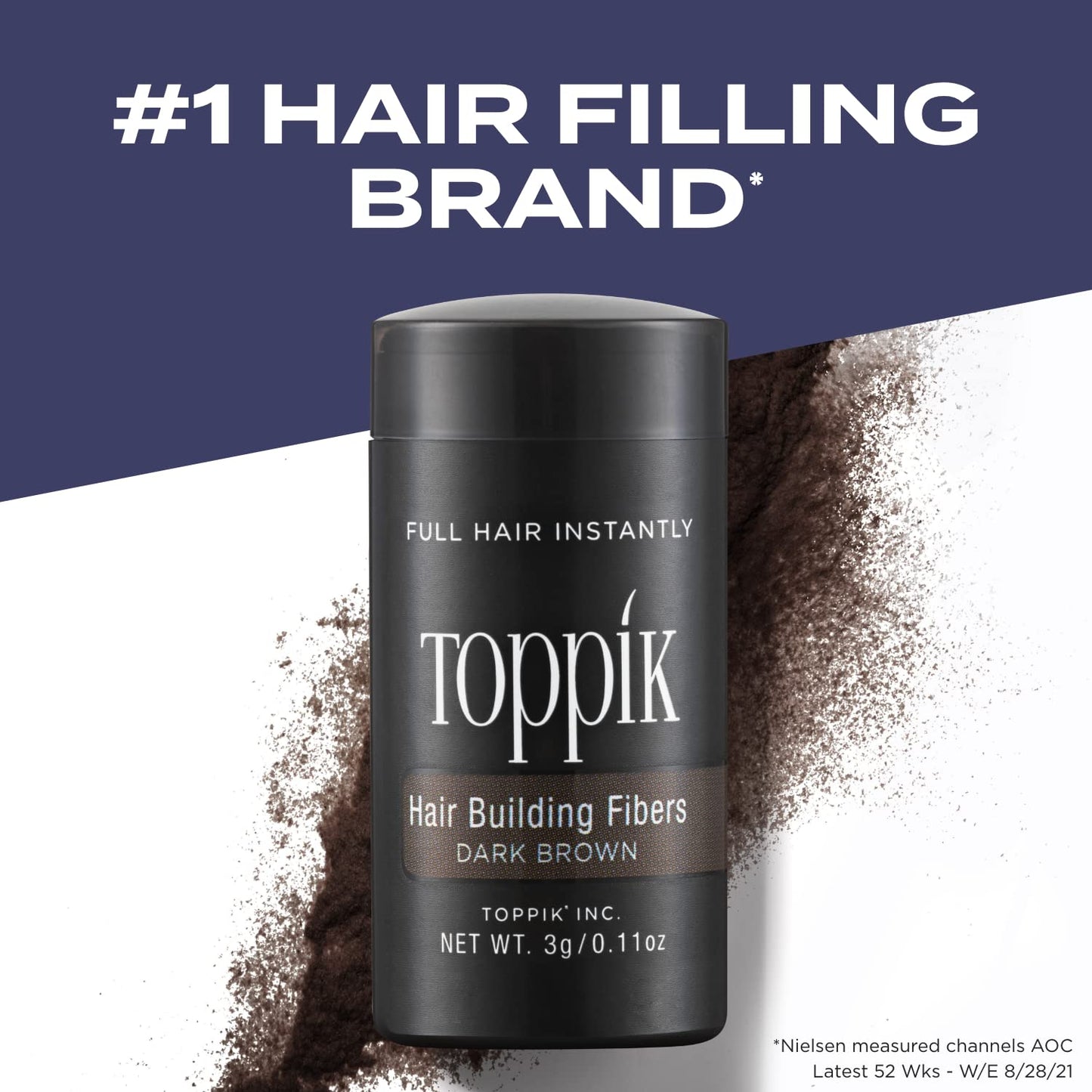 Toppik Hair Building Fibers, Dark Brown, 27.5g Fill In Fine or Thinning Hair, Instantly Thicker, Fuller Looking, 9 Shades for Men & Women, Keratin Protein Formula