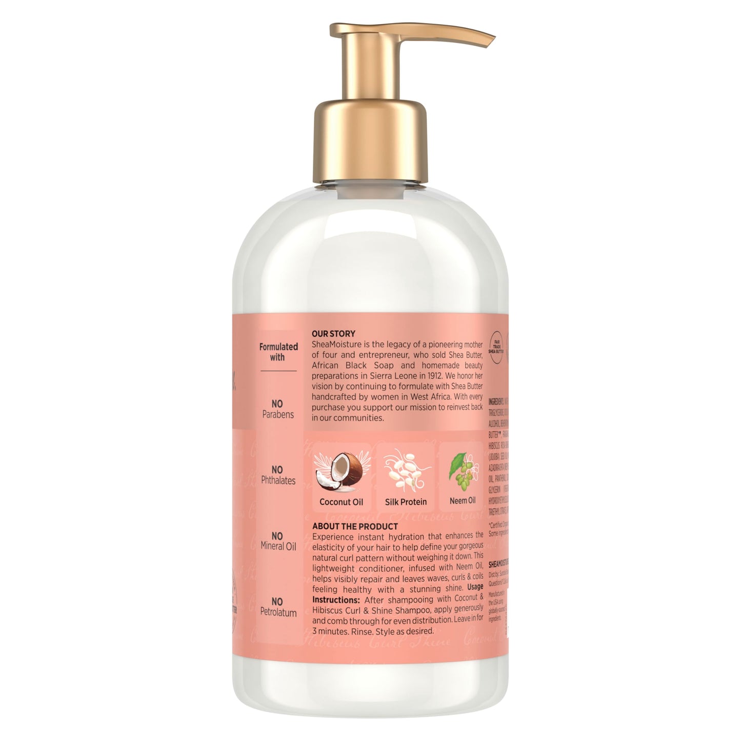 SheaMoisture Curl & Shine Conditioner Coconut & Hibiscus, for Thick, Curly Hair to Moisturize & Soften, 13 oz