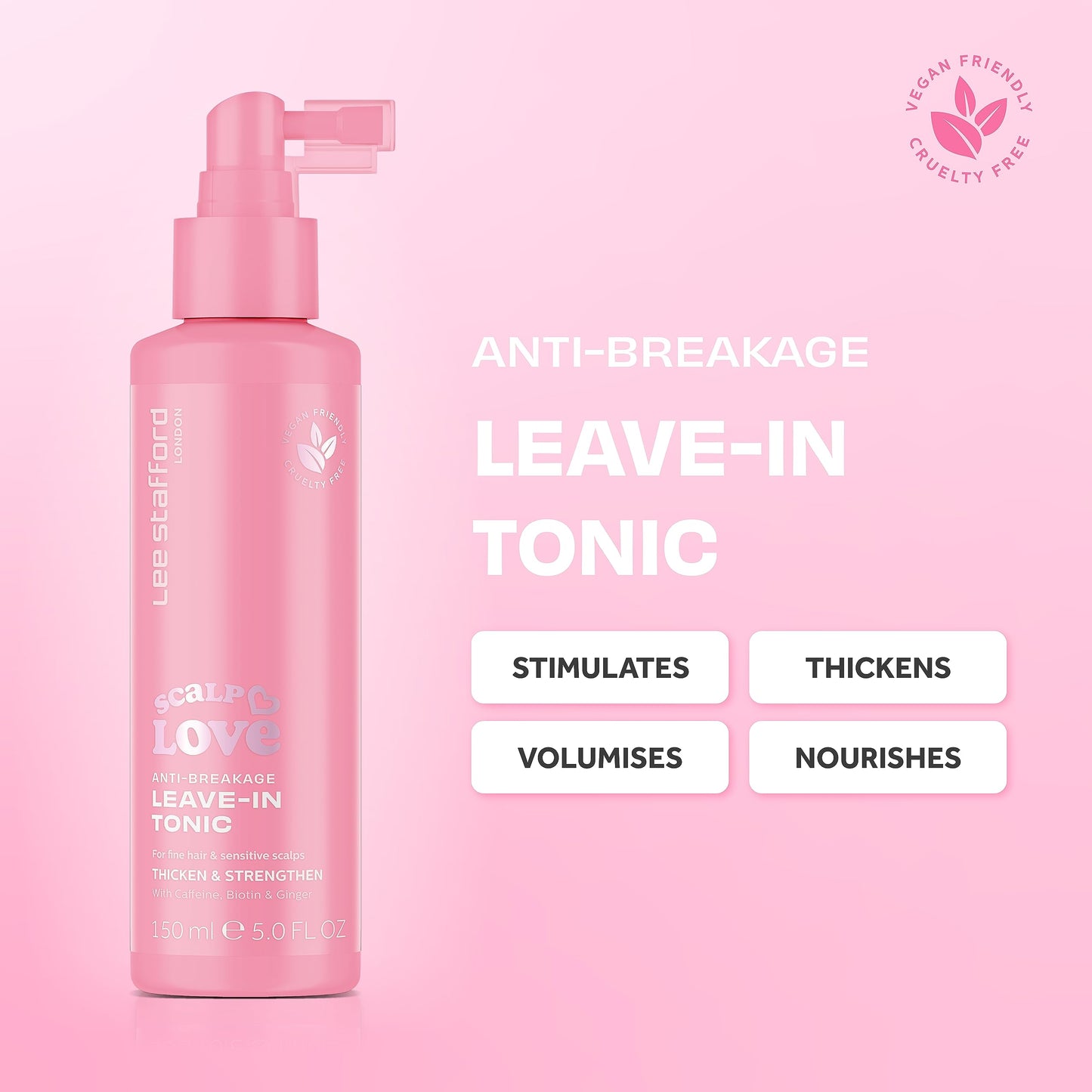 Lee Stafford Anti Hair Loss Tonic | Scalp Love - Leave-In Thickening & Strenghtening Mist, Volumising, Lightweight, Stimulates Growth for Senstive & Fine Hair, 5 Fl Oz