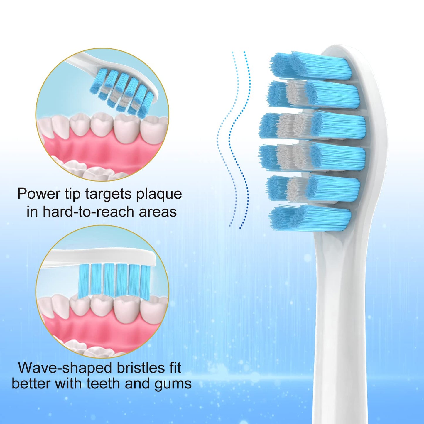 OralClass Replacement Toothbrush Heads for Philips Sonicare Click-on Handles, Medium Soft Electric Brush Heads Refills, 8 Pack