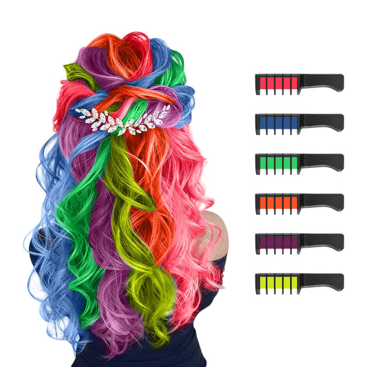 MSDADA Hair Chalk for Girls - New Hair Chalk Comb Temporary Washable Hair Color Dye for Kids - Makeup Birthday Party Halloween Christmas Gifts Toys for Girls Kids Age 6-8-10-12 Years Old - Fluorescent