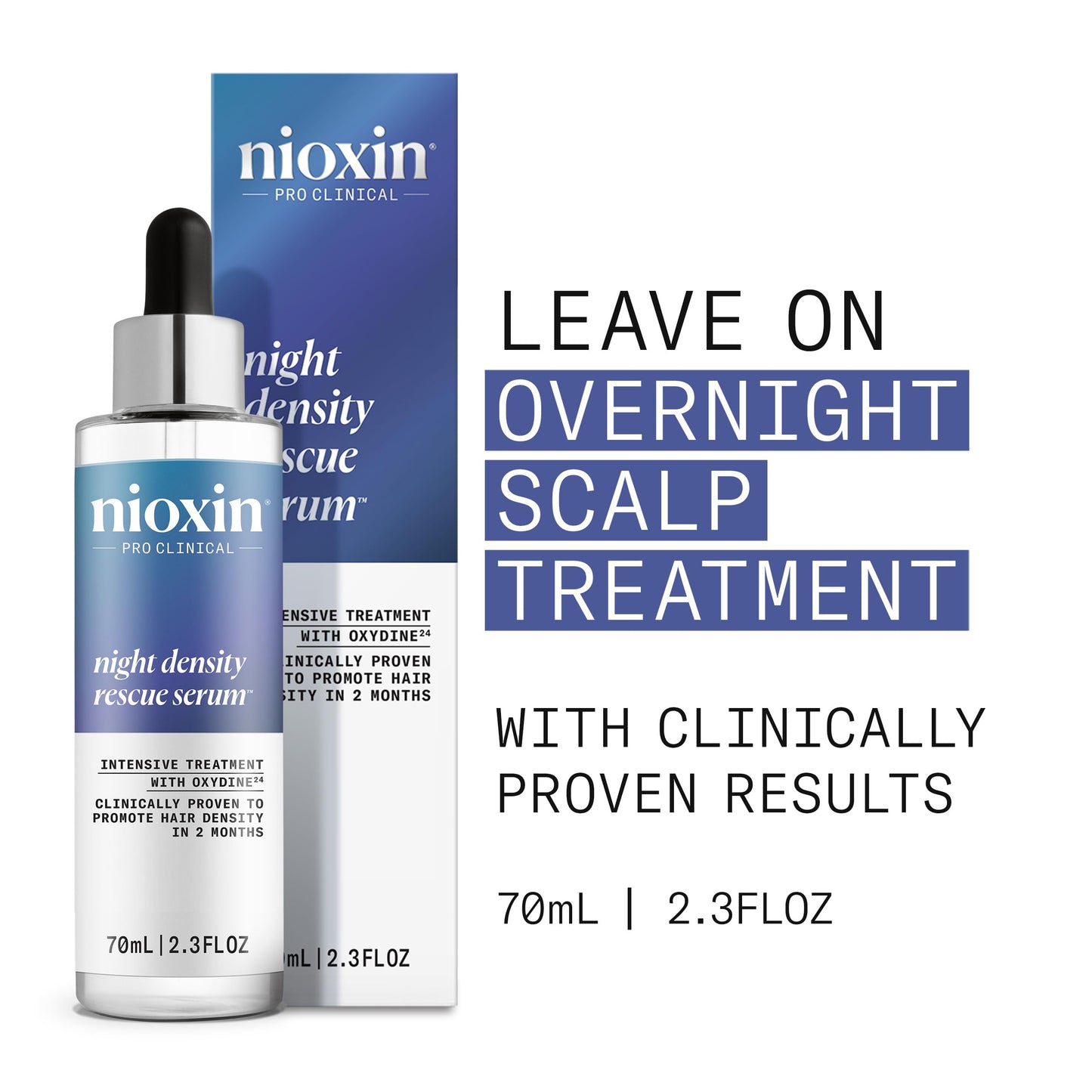 Nioxin Night Density Rescue Serum | Overnight Hair Thickening Serum | Protects Against Hair Breakage | Intensive Treatment with Oxydine | 2.4 Fl oz.