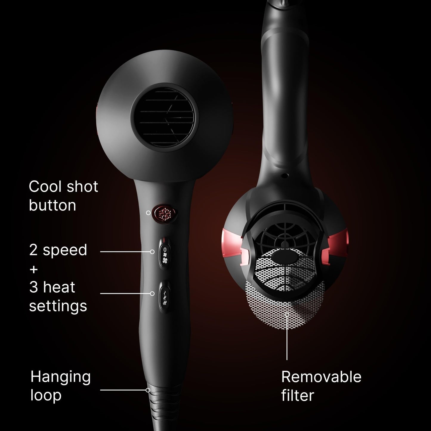 TREZORO Professional Ionic Hair Dryer for Salon - 2200W Powerful Blow Dryer - Lightweight Travel for Normal & Curly Hair Includes Volume Styling Nozzle