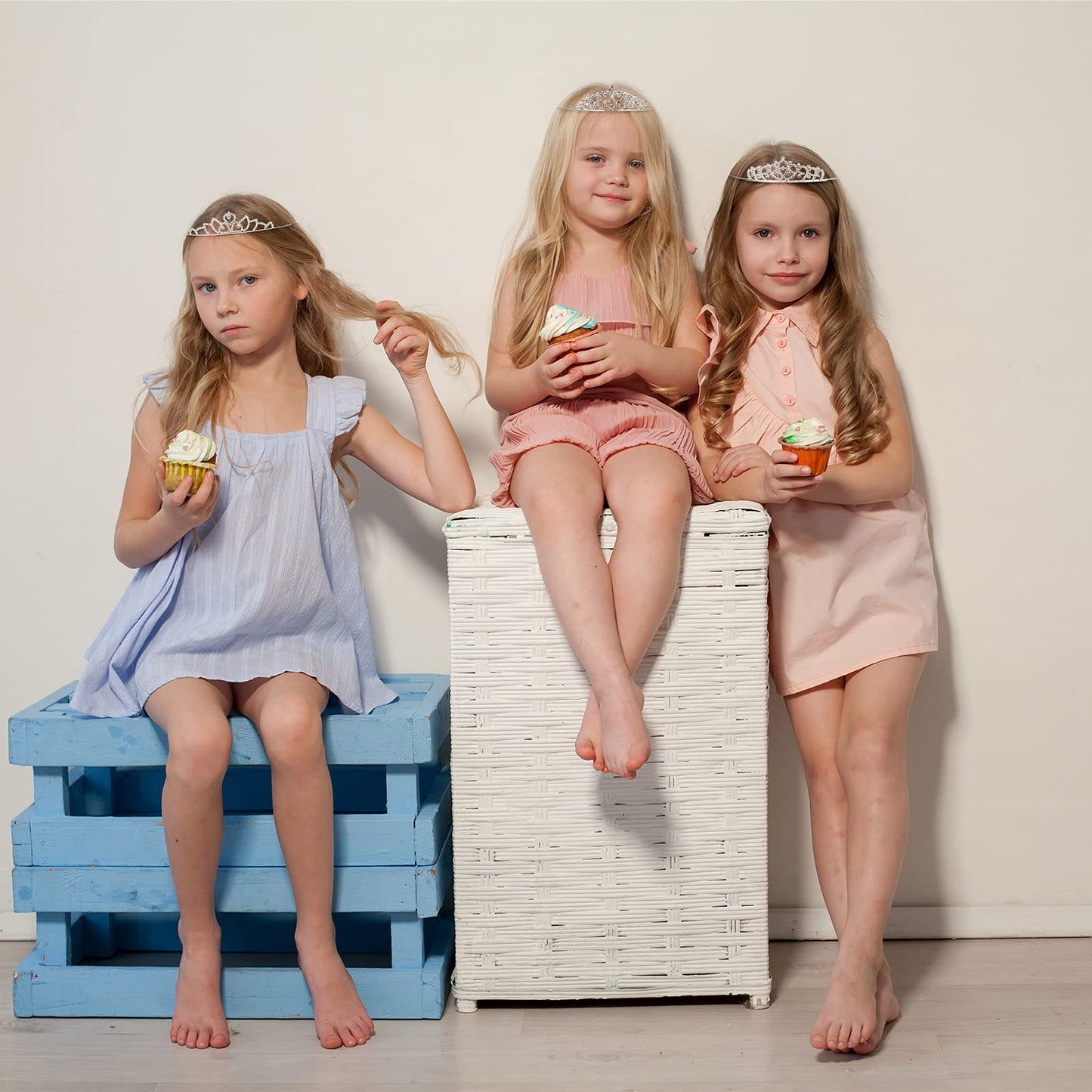 Hicarer 12 Pcs Silver Metal Tiaras Princess Crown Headbands Colorful Rhinestone Crown Bride Headbands Bridal Bridesmaids Wedding Prom Birthday Party Hair Accessories for Women Girls Kids