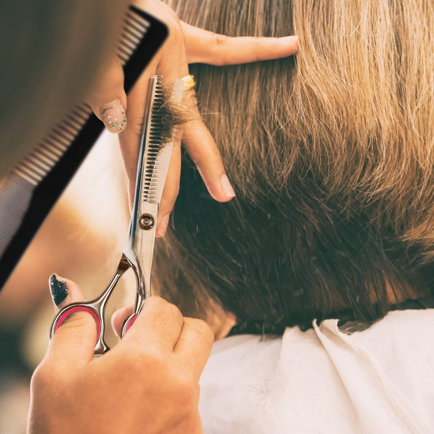 Hair Scissors Blending Shears Set, Fcysy Barber Shears Thinning Shears Kit, Hair Cut Set Professional Salon Haircutting Tools Hairdresser Scissors of Hairdressing Accessories