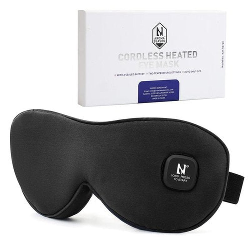 Aroma Season Cordless Heated Eye Mask, Warm Eye Compress for Dry Eyes, Styes, Blepharitis, Chalazion, Moist Heat Treatment to Unclog Lacrimal Glands (Black)