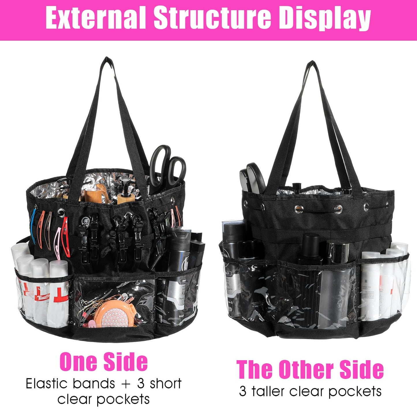 mekueeex Hairstylist Traveling Bag, Large Capacity Hairdresser Barber Bag, Heat Resistant Hair Tools Travel Bag, Professional Makeup Organizer Bag, Waterproof Shower Toiletry Bag