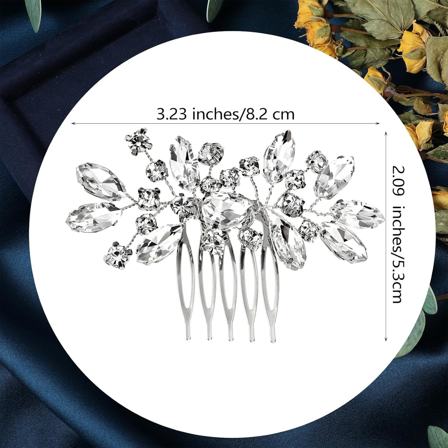 2 Pcs Bridal Hair Comb Rhinestone Hair Comb Silver Flower Bridal Headpieces Hair Combs For Women Accessories Bridal Hair Accessories Fancy Wedding For Bride Bridesmaids Women Girl
