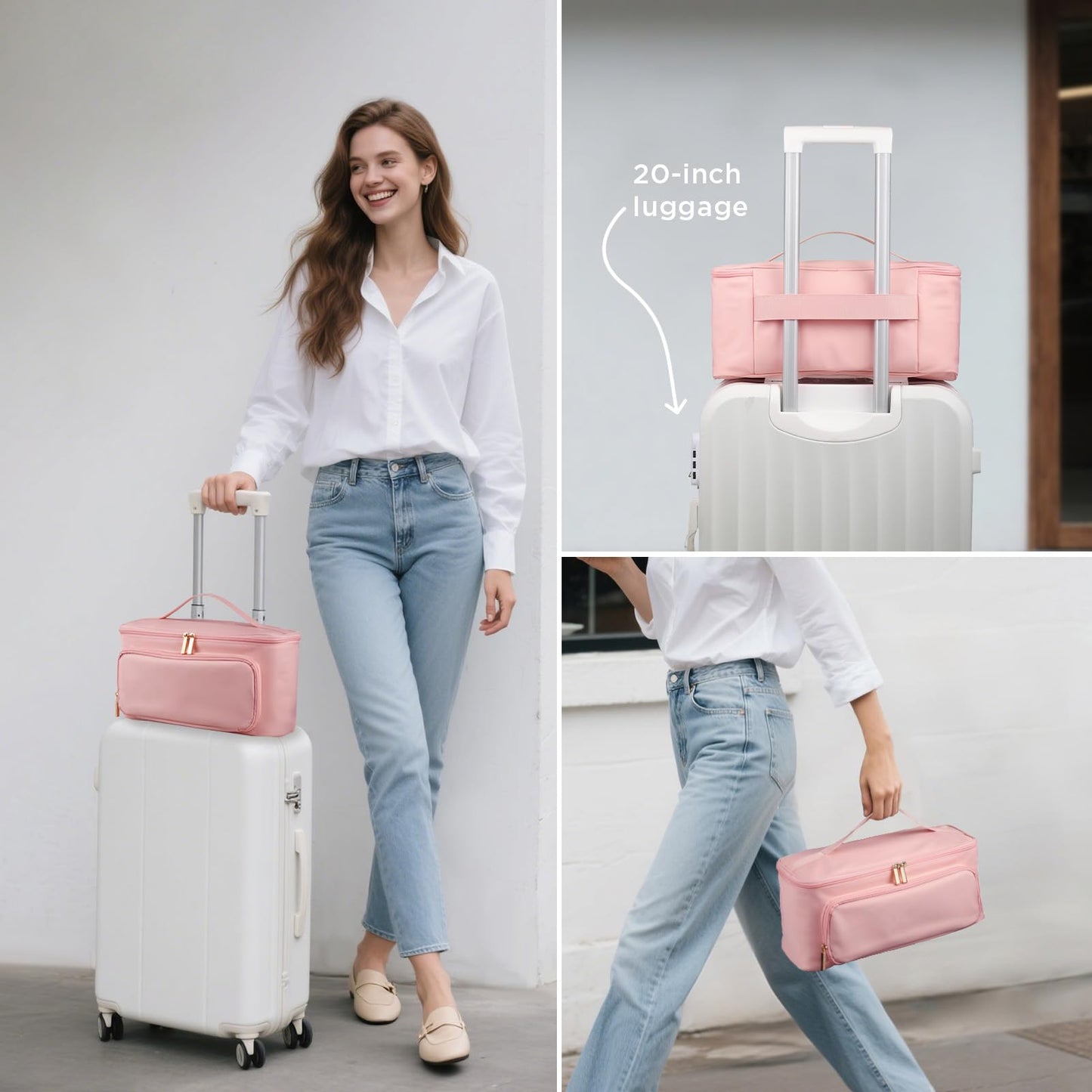 CHICECO Hair Tool Travel Bag for Shark FlexStyle Airwrap Hair Dryer and Styling Accessories Tools Storage Bag, Waterproof Travel Carrying Case Hair Tool Organizer, Gift for Women (Pink)