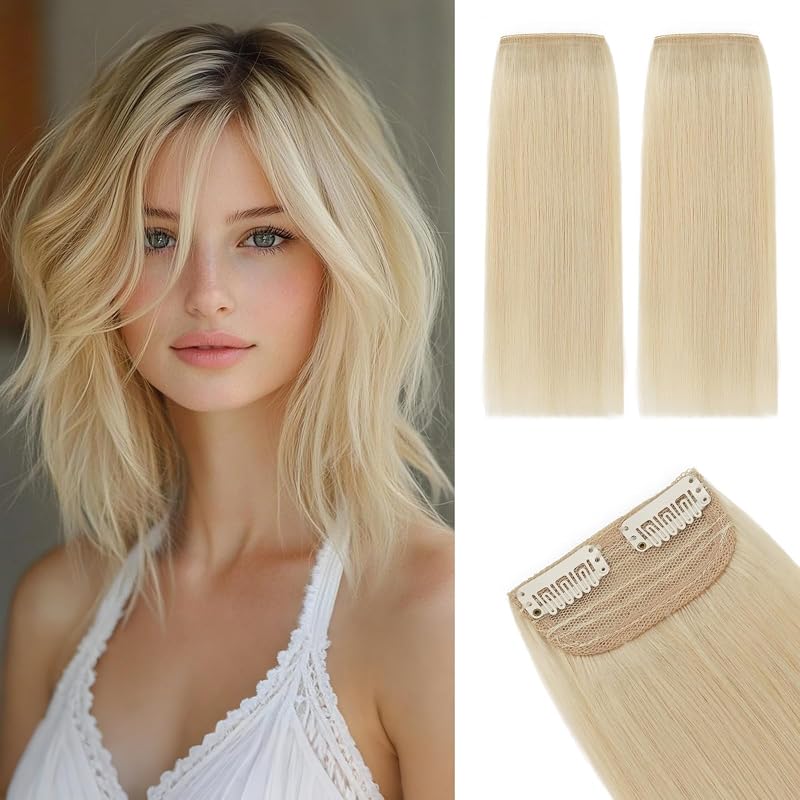 Remy Clip-In Hair Extensions 2PCS 6 Inch #613 Bleach Blonde Real Human Hair