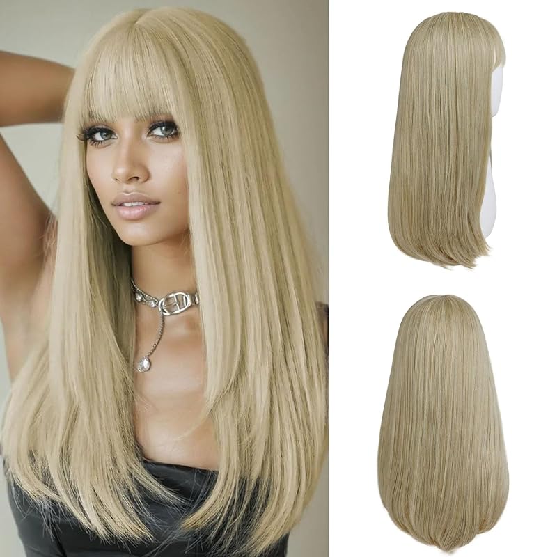 Blonde Long Wig with Bangs for Women - Misa Amane Style Cosplay (Variation: Blonde)