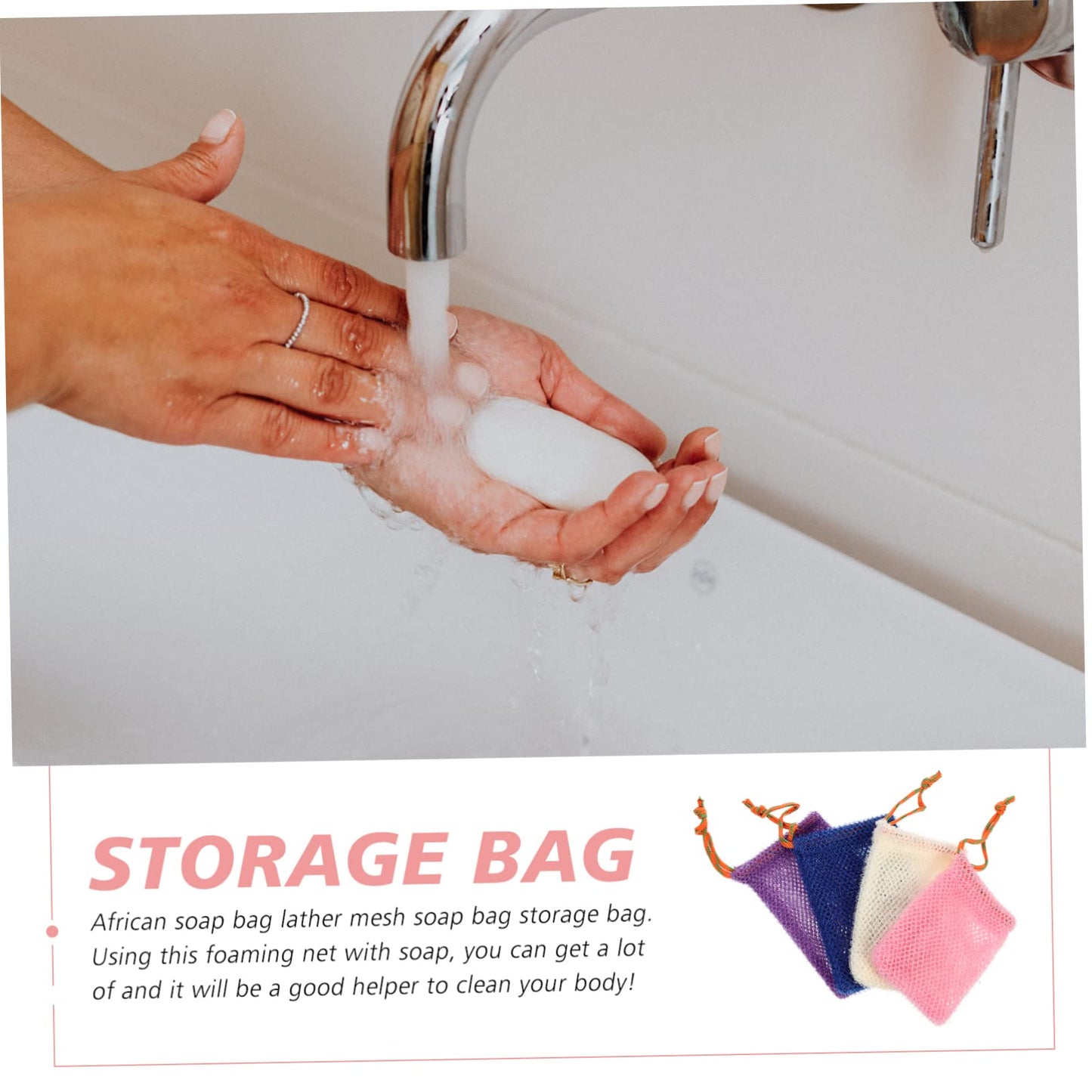 Angoily 8pcs Exfoliating Soap Net Bags for Face Cleaning and Bath Use Mesh Drawstring Pouches for Lathering Handmade and Natural Soaps