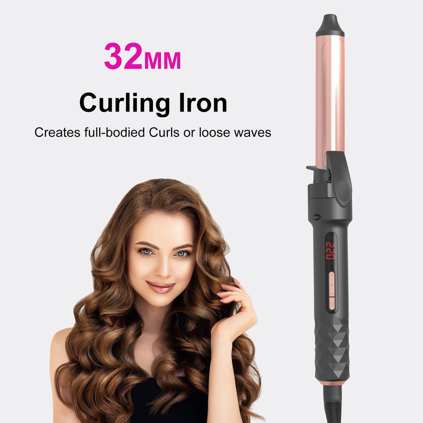 4 in1 Wand Curling Iron,Curling Wand for Long Hair,Hair Curling Iron with Straightener and Curler Fuction,Curling Iron Set with Heat Resistant Mat Glove