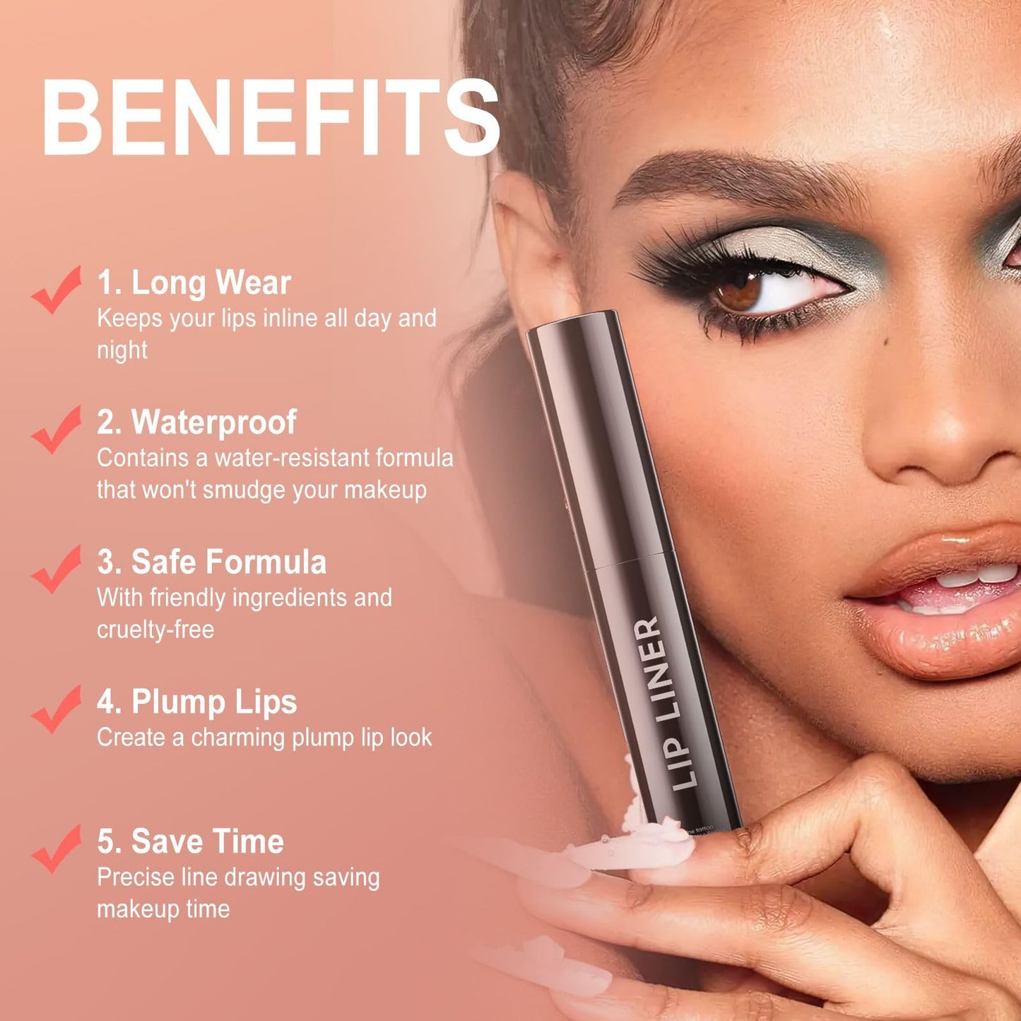 OETUIOW Lip Stain Peel off, Long-Lasting Lip Liner Stain, Moisturizing & Enhancing Complexion for All Skin Types Women, (Cocoa)