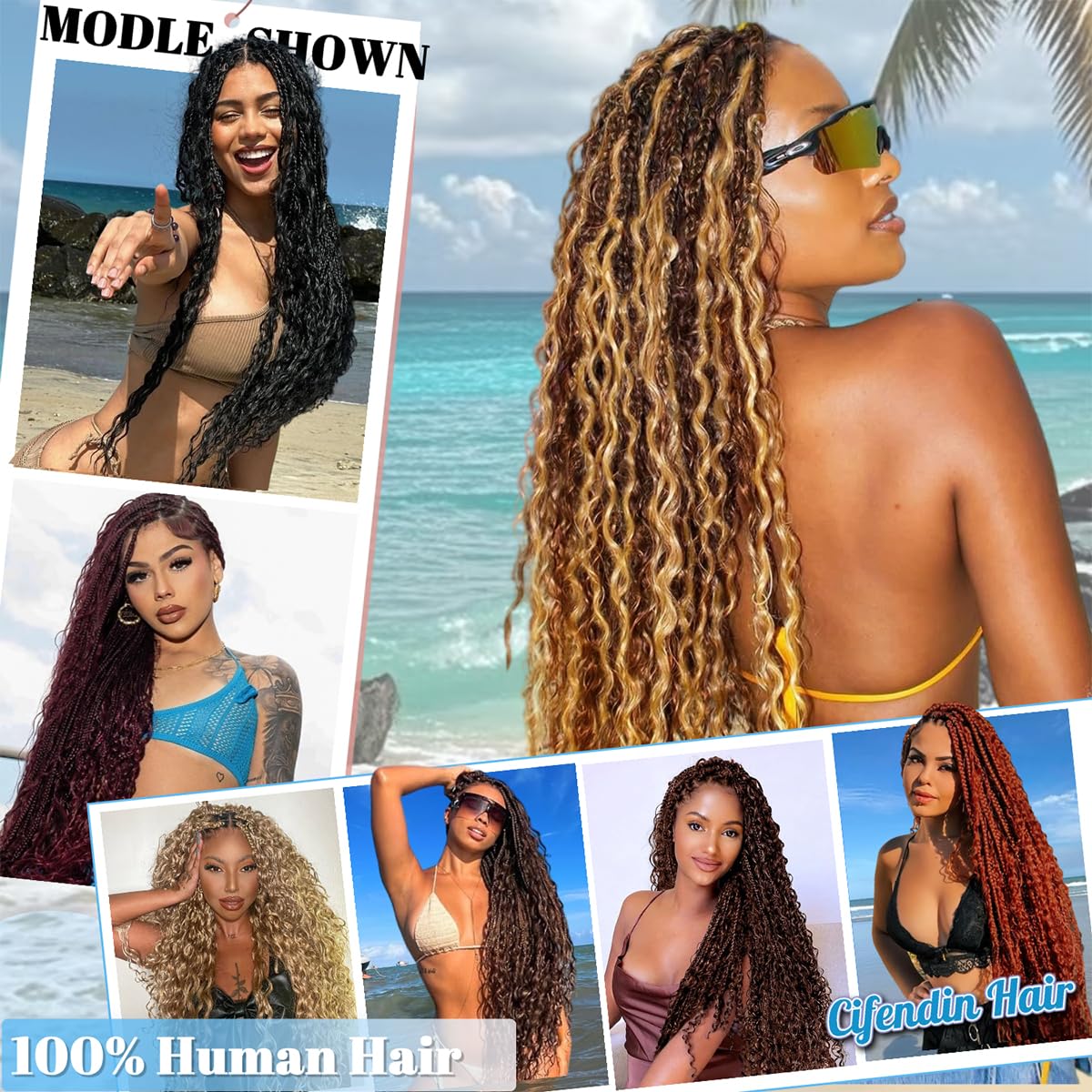 CIFENDIN Human Braiding Hair for Boho Braids 24 Inch 110g Color 4/27 Highlight Balayage Deep Wave Boho Bulk Human Hair for Braiding Knotless 12A Curly Wet and Wavy Bohemian Braids No Weft 3 Bundles