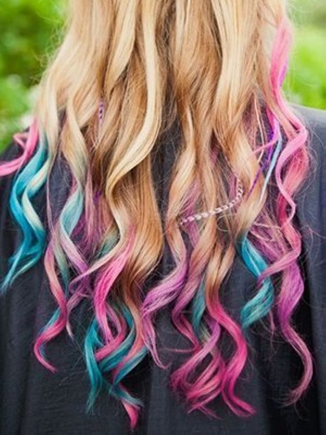 Hot Huez Temporary Hair Chalk - Set of 4 Colors: Blue, Green, Pink, Yellow