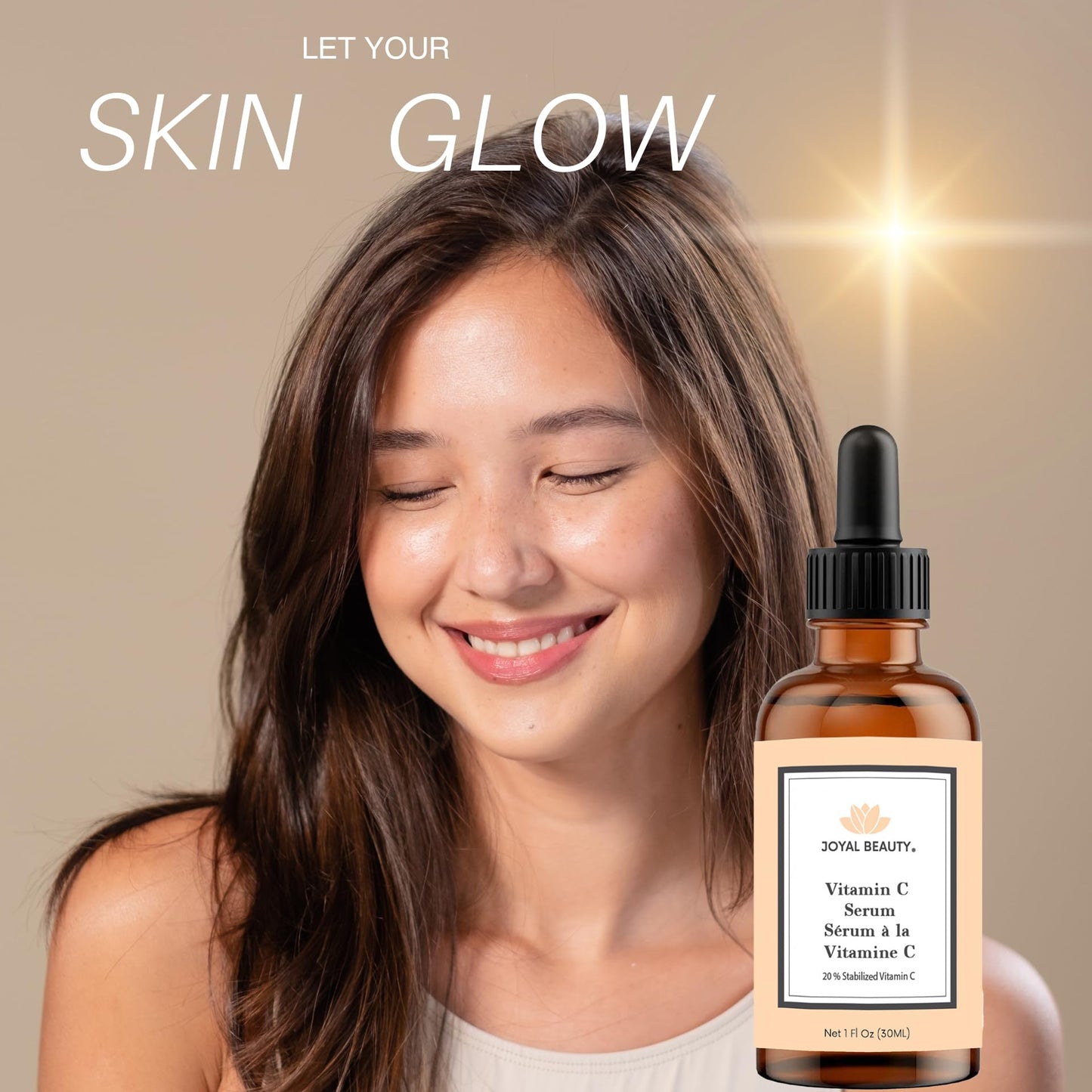 Joyal Beauty Vitamin C Serum with Hyaluronic Acid Vitamin E for Face and Skin. 20% Potent Vitamin C for Younger-look