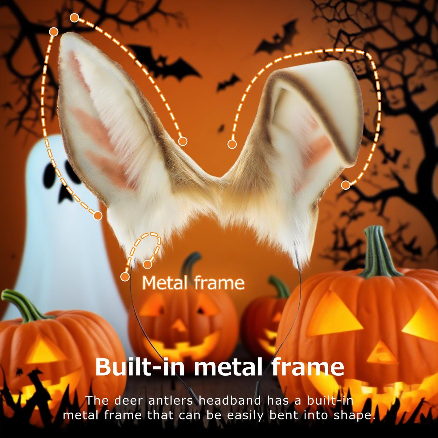 Zcargel Animal Ears Headdress Anime Handmade Faux Fur Cosplay Costume Ear Headdress for Adult Women Long Deer Ear Headband