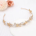 Oriamour Gold Rhinestone Pearl Bridal Headband - 15 Inch Wedding Hair Accessory (Variation: Gold+1 Count)