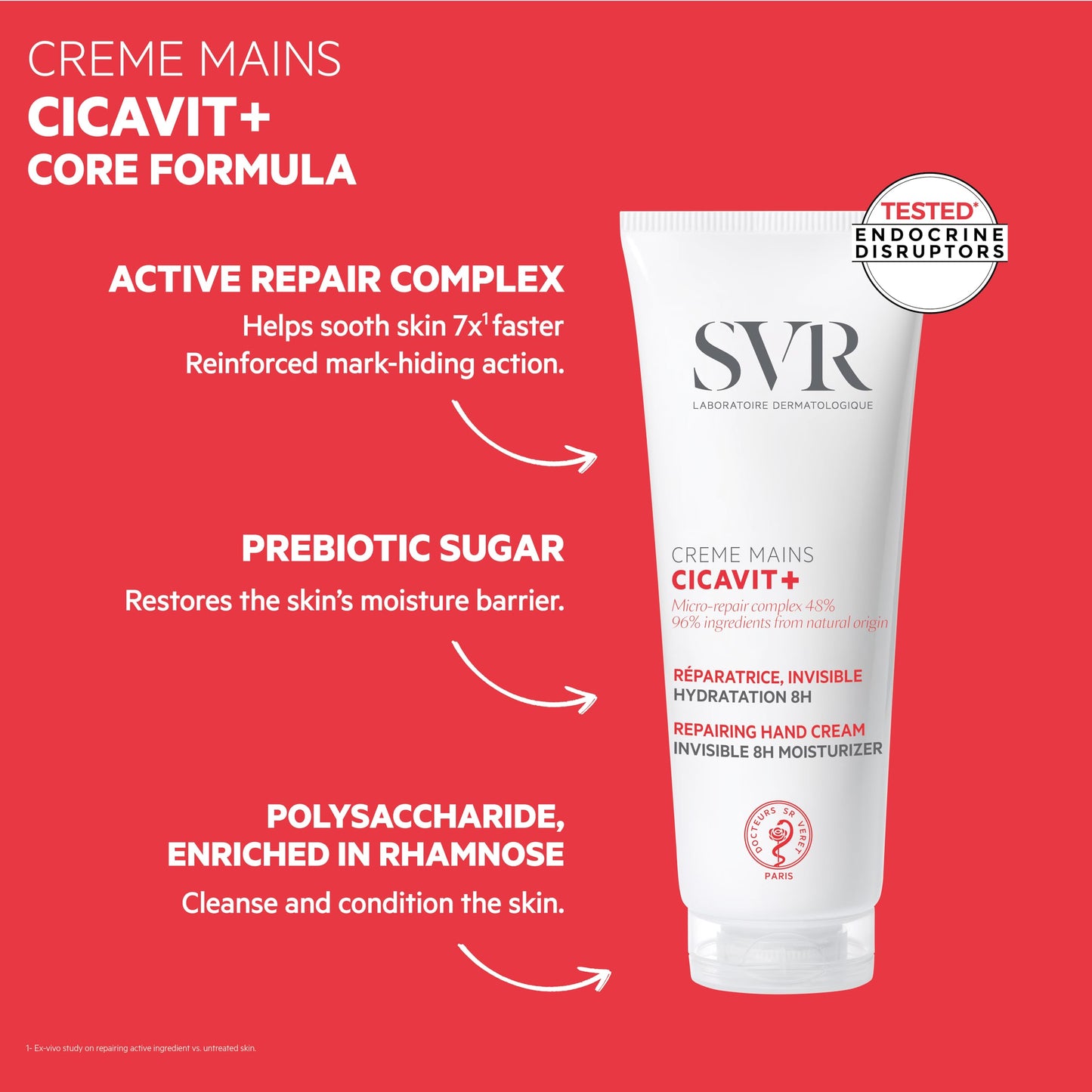 SVR Cicavit+ Hand Cream With Glycerin, Prebiotic & Coconut Oil. 8hr Protection For Extremely Dry Damaged Hands. Fragrance Free Moisturizer That Absorbs Quickly & Brings Immediate Relief. 2.5 Fl.oz.