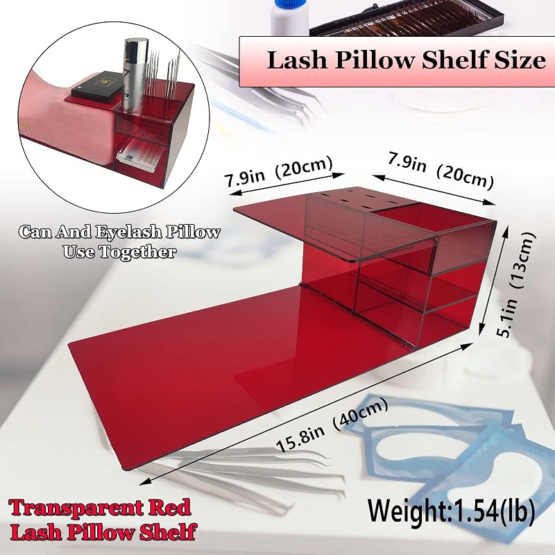 Lash Pillow Shelf Organizer - Red Acrylic Eyelash Extension Display Shelf Stand