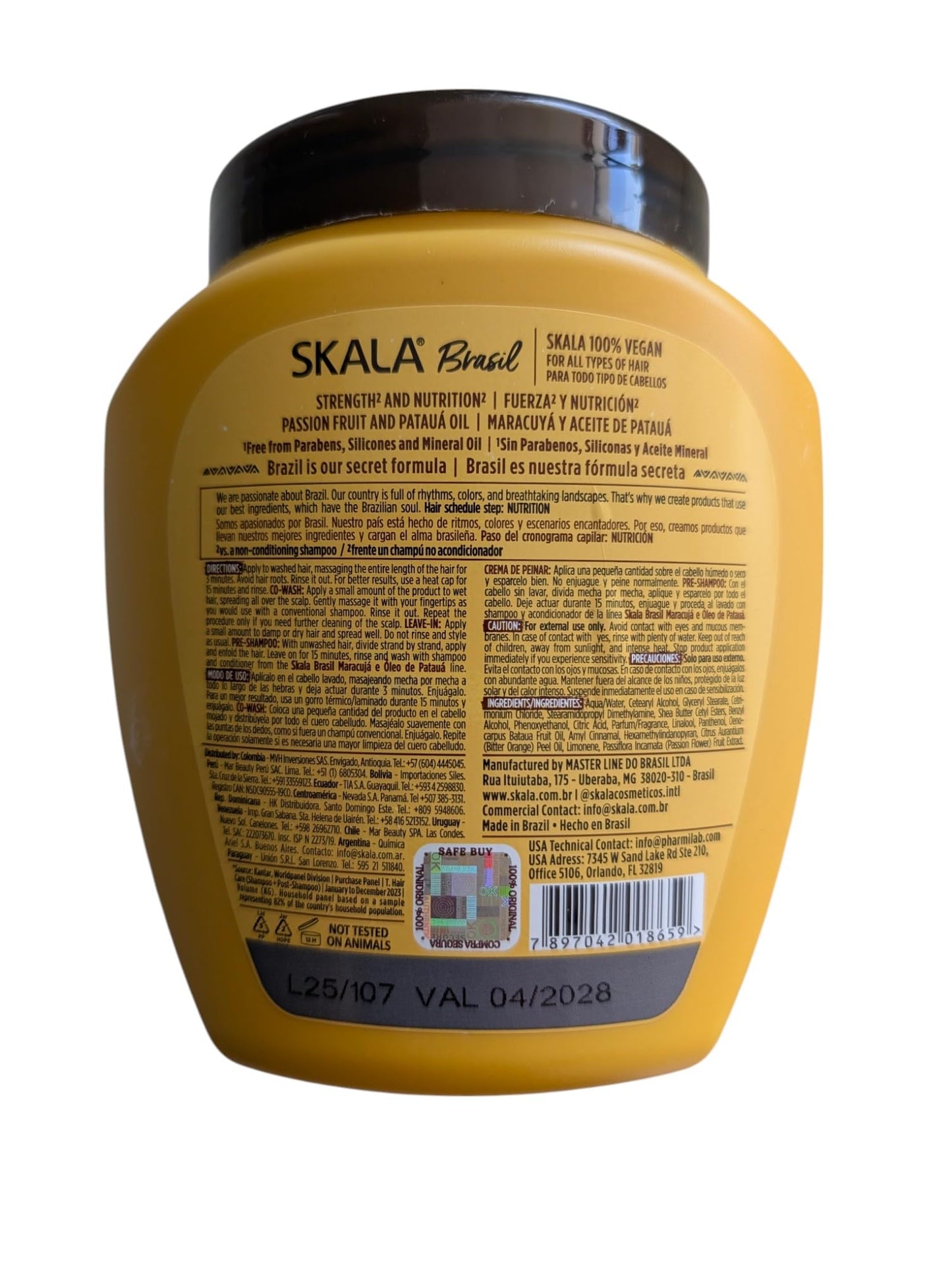 SKALA - Brasil - Creme de Tratamento 2 em 1 Maracuja e Oleo De Pataua 1 Kg - (Passion Fruit & Pataua Oil 2 in 1 Treatment Cream Net 35.27 Oz)