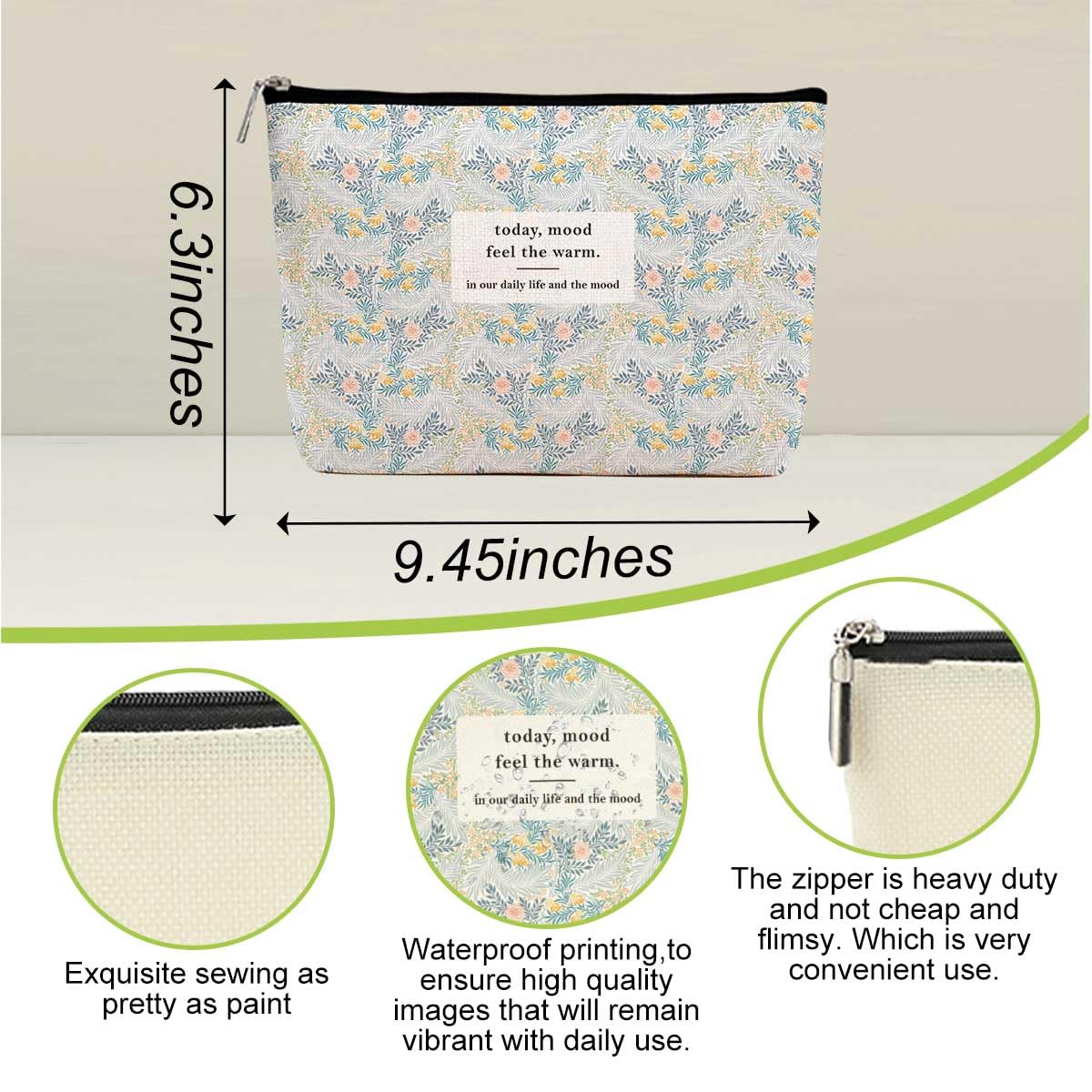 Aesthetic Floral Makeup Bag Inspirational Quotes Cosmetic Bags for Women Doctor Nurse Daughter in Law Friendship Gifts Zipper Pouch Appreciate Gifts Travel Toiletry Bag for Birthday Christmas