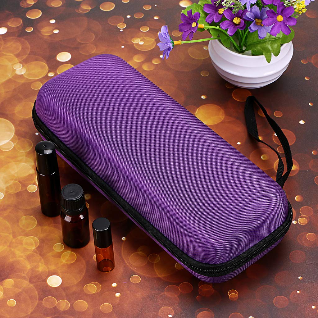 Hipiwe EVA Essential Oils Carrying Case Organizer for 20 Bottles 5ml & 10ml Standard & Rollers Bottles Portable Hard Shell Travel Bag Holder for Essential Oils Storage (Purple)