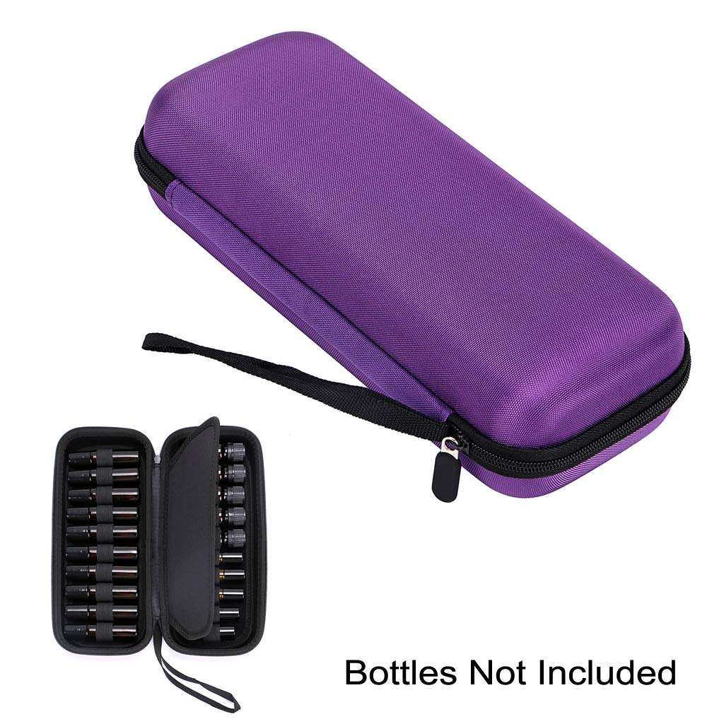 Hipiwe EVA Essential Oils Carrying Case Organizer for 20 Bottles 5ml & 10ml Standard & Rollers Bottles Portable Hard Shell Travel Bag Holder for Essential Oils Storage (Purple)