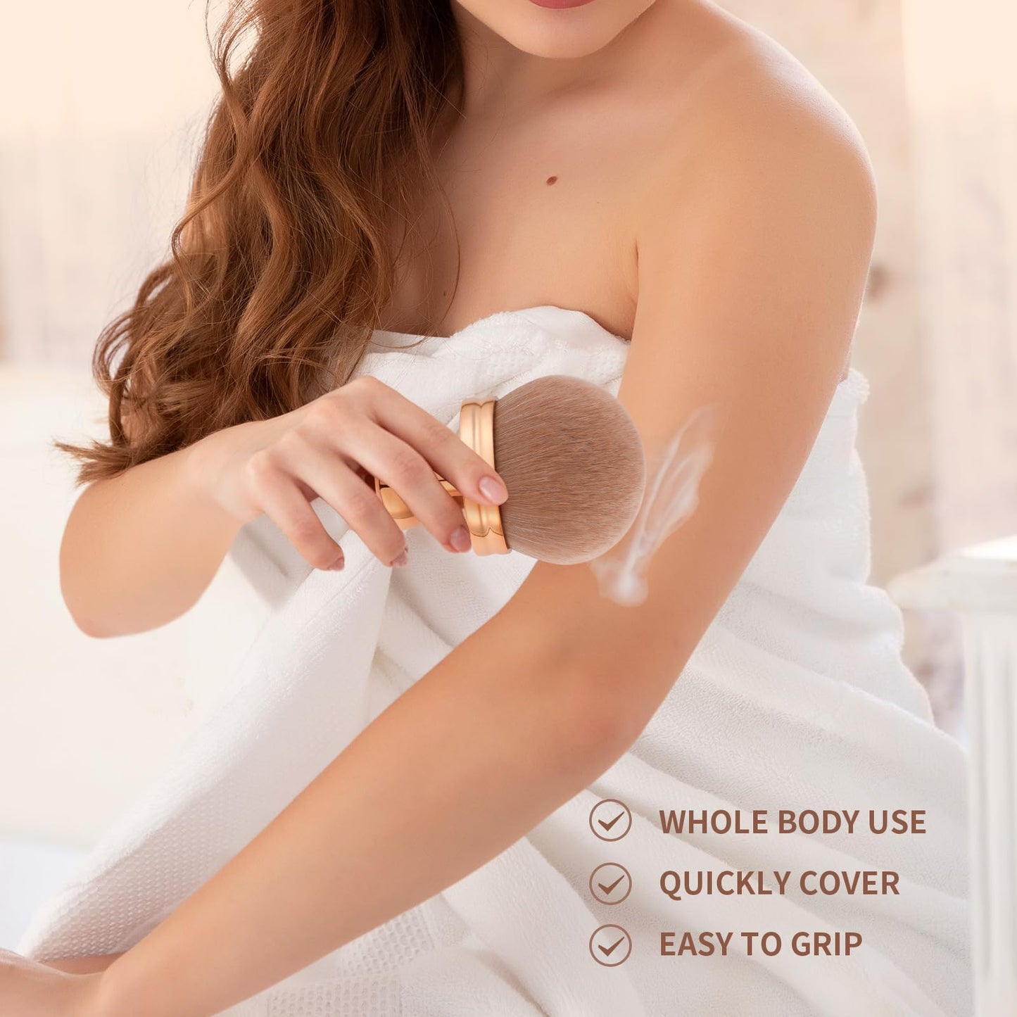 docolor Extra Large Body Makeup Brush For Self Tanner, 3 Inch Width Self Tanning Blend Brush, Soft synthetic hair, Powder, Foundation, Blusher, Bronzer, Face and Body Brush Gift box