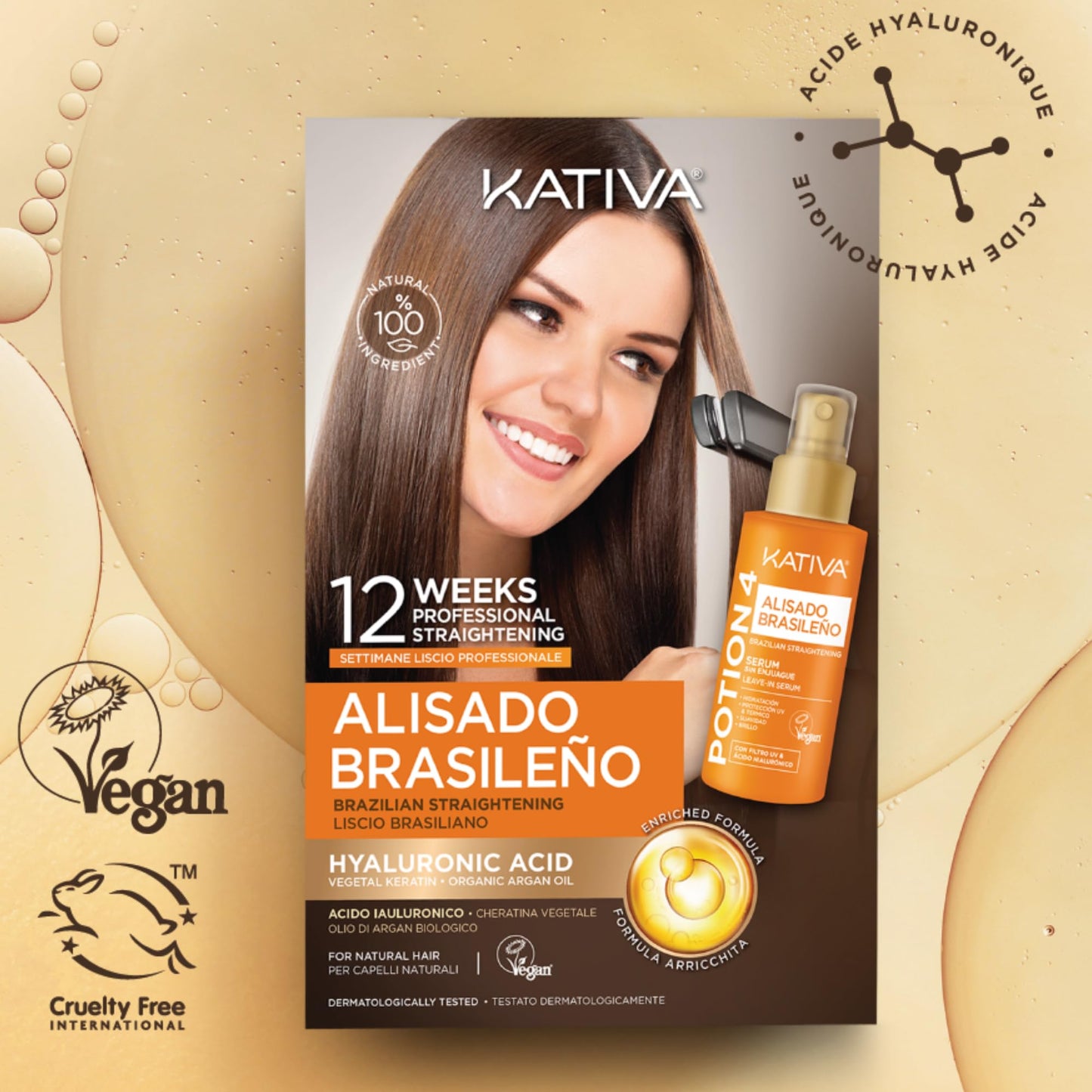 Kativa Brazilian Keratin Straightening Treatment at Home with Hyaluronic Acid and Premium Serum | Keratin