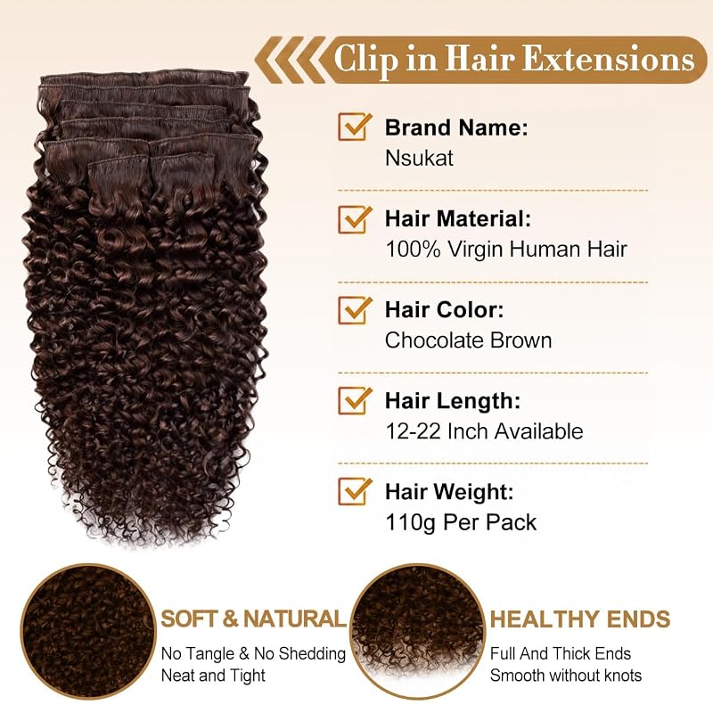 Variation JC #4+22 Inch: 22 Inch 110g 8-Clip Kinky Curly Hair Extensions, 100% Brazilian Remy