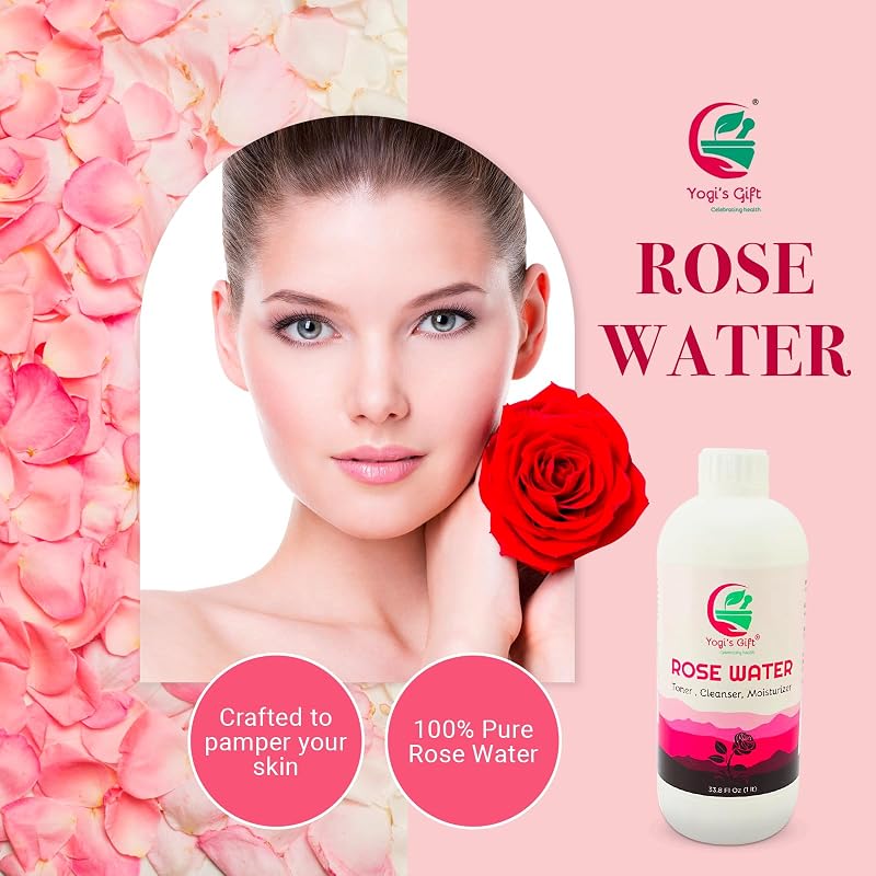 Rose Water 33.8 oz - Alcohol Free Hydrating Facial Mist & Hair Care, Variation: 33.8 Fl Oz (Pack of 1)