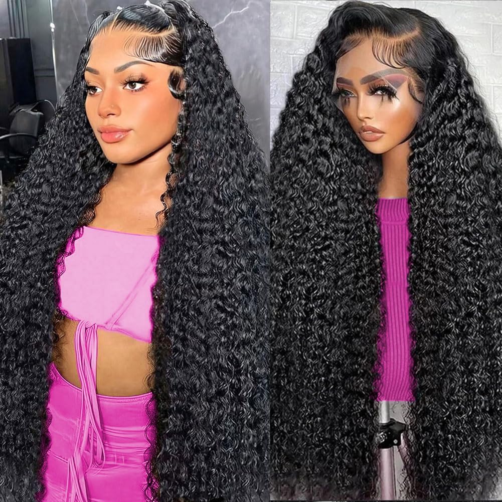 Jukabe 13x6 Deep Wave Lace Front Wigs Human Hair Pre Plucked 200 Density HD Transparent Lace Frontal Wigs Human Hair for Women Glueless Wigs Human Hair with Baby Hair 26 Inch