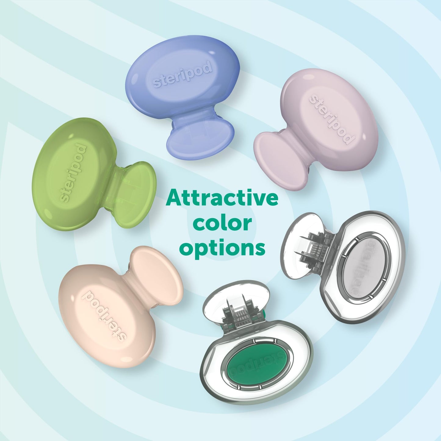 Steripod Clip-On Toothbrush Protector, Keeps Toothbrush Fresh and Clean, Fits Most Manual and Electric Toothbrushes, Blue, Green, Clear, 4 Count