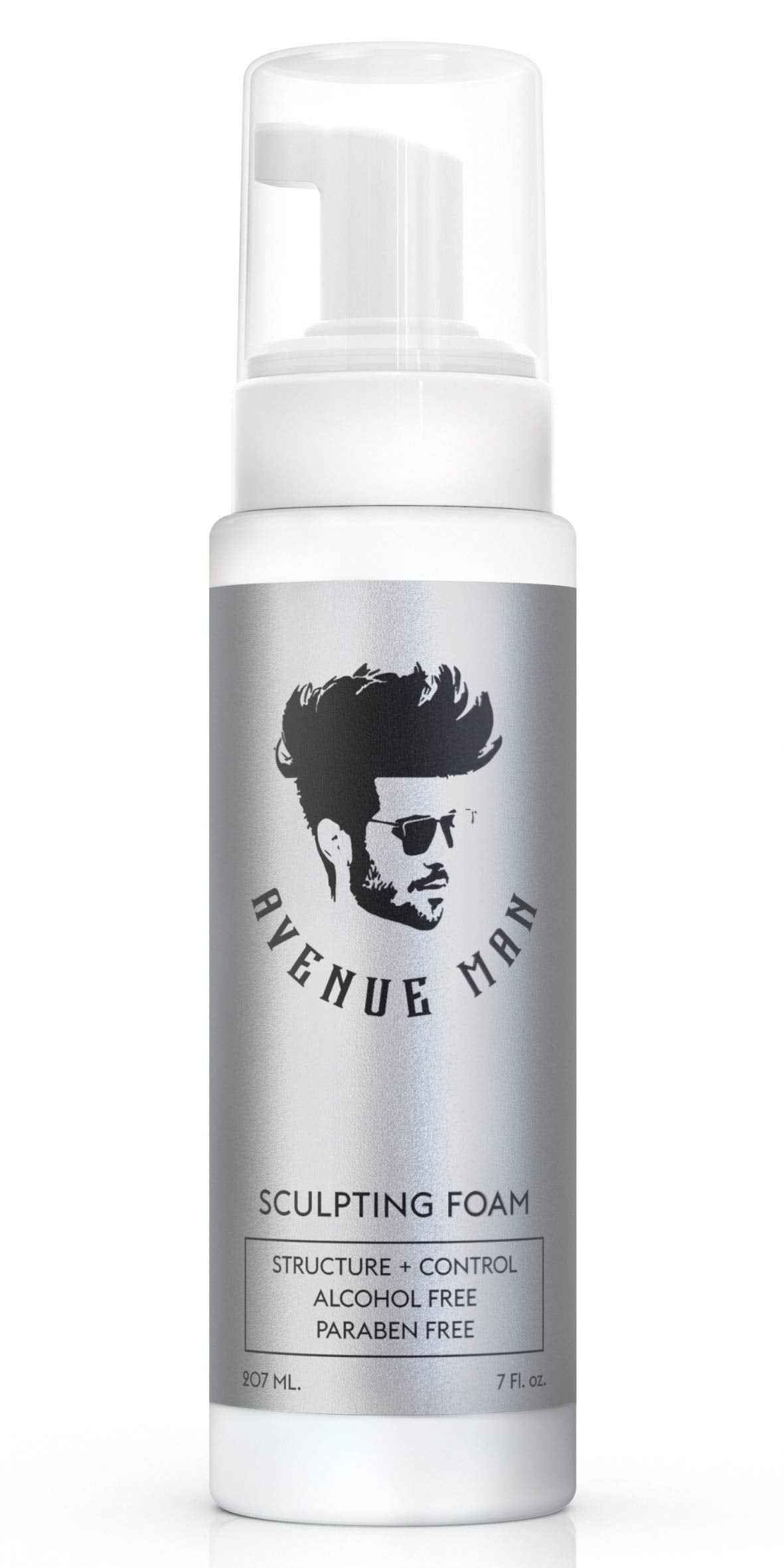 Avenue Man Sculpting Foam for Men - 7 Oz - Frizz Control & Firm Hold Hair Mousse for Men - Styling Hair Products - Men’s Mousse for Hair Styling with No Crunch, Clean Texture & Long-Lasting Lift