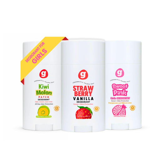 Grownish Kids Deodorant for Girls | Aluminum-Free, Safe, and Natural | 24-Hour Odor Protection | Gentle on Sensitive Skin | Fresh Scents for All-Day Confidence | 3 Pack (Assorted Scents & Colors)