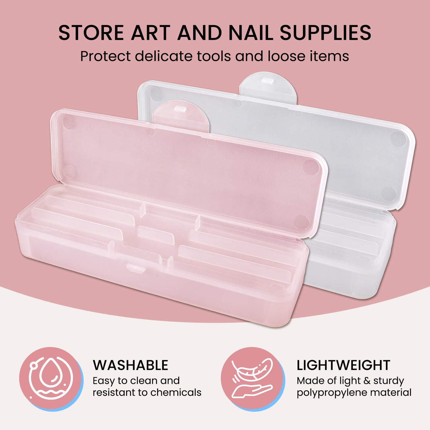 Beauticom Double-Layer Personal Storage Storage Case for Professional Nail Art Pens, Nail Brush, Tools (Frosted White)
