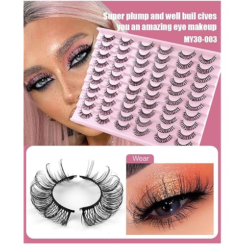 False Eyelashes Natural Lashes Wispy Lashes Strip Eyelashes Lash Extension Cat Eye Wispy Lashes?Easy Apply Cluster Lashes for Fluffy, Natural Look, 30 Pairs