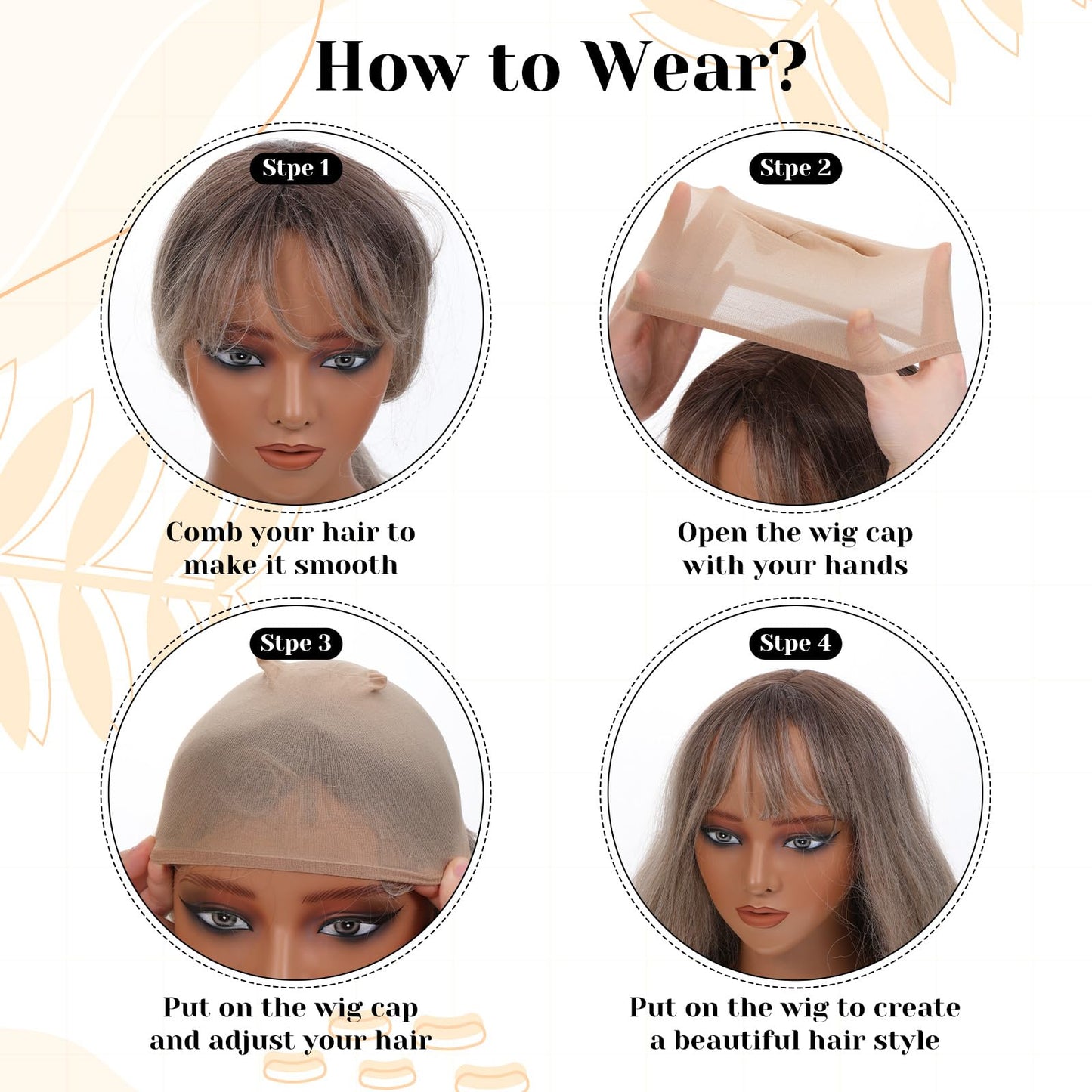 Giantree 6Pcs Non Slip Wig Cap, Wig Cap for Women, Hair Net Wig Grip Cap Liner Weaving Caps, Stretchy Nylon Stocking Caps for Women, Men, Kids (12Pcs)