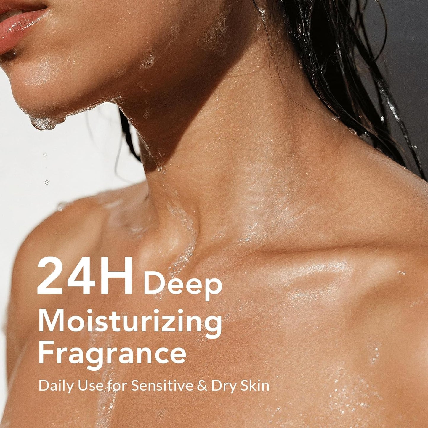 Rose Oil Anti-Aging Body Wash with Real Petals | Deep Moisturizing Shower Gel for Dry Skin, 16.9 fl oz