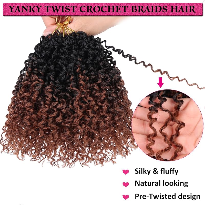 6 Inch Pre-Looped Yanky Twist Crochet Hair - 8 Packs, 240 Strands, Ombre Brown 1B/30#, Variation of THIS listing