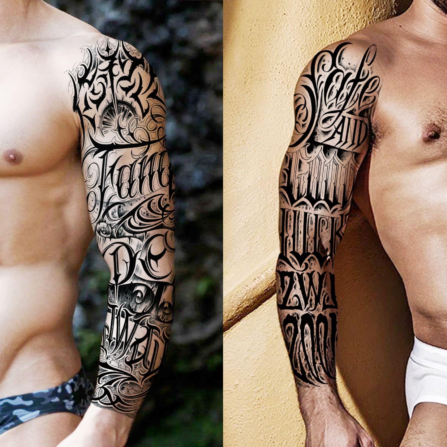 20 Sheets Maori Extra Large Full Arm Temporary Tattoos For Men Adults, 8 Sheets God Totem Armband Fake Sleeve Tattoos For Women, Long Lasting Temp Bulk Tribal Halloween Black Letter Tattoo Stickers