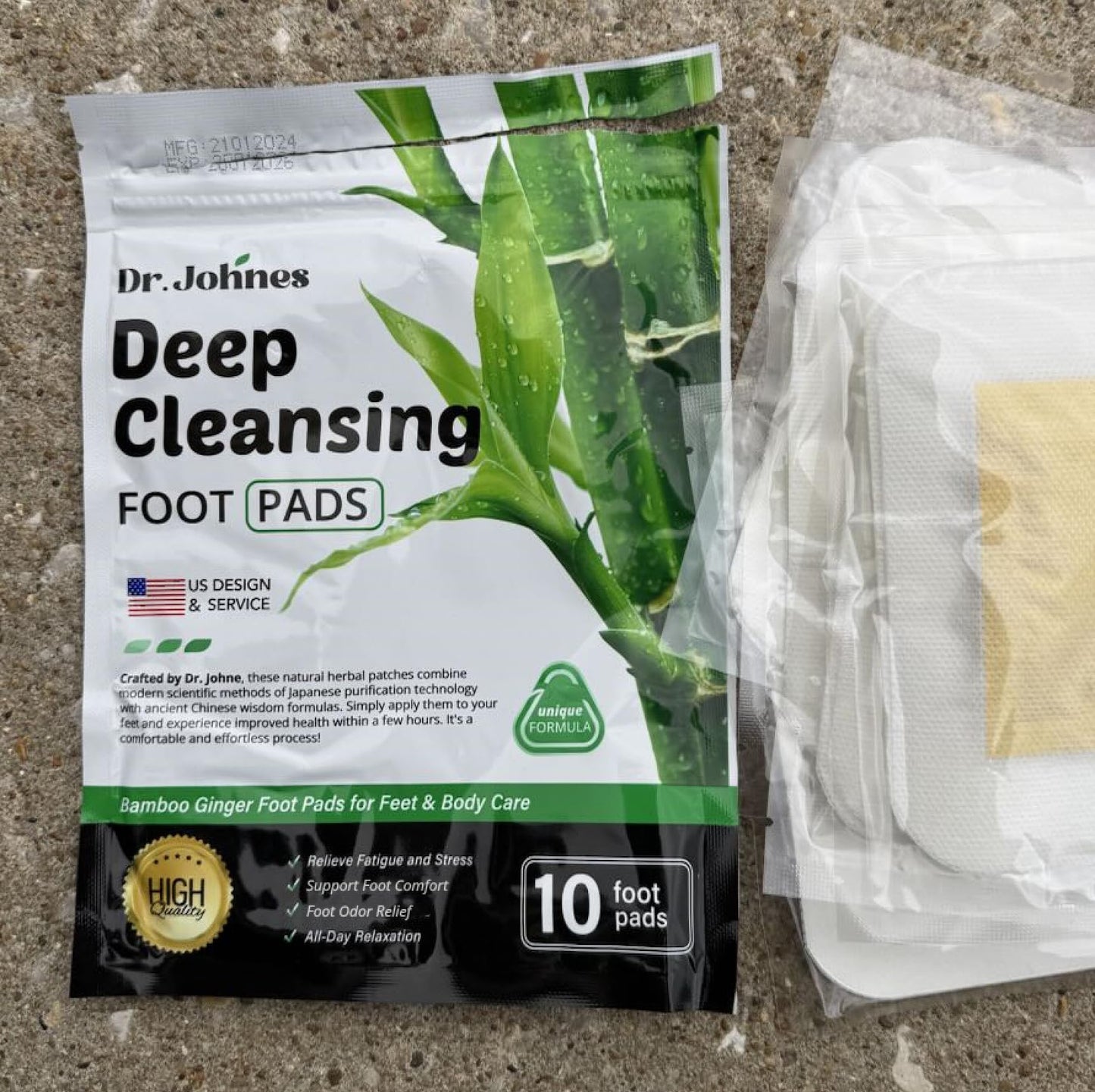 Deep Cleansing Premium Foot Pads: Natural Ginger and Bamboo Foot Care Patch (White)
