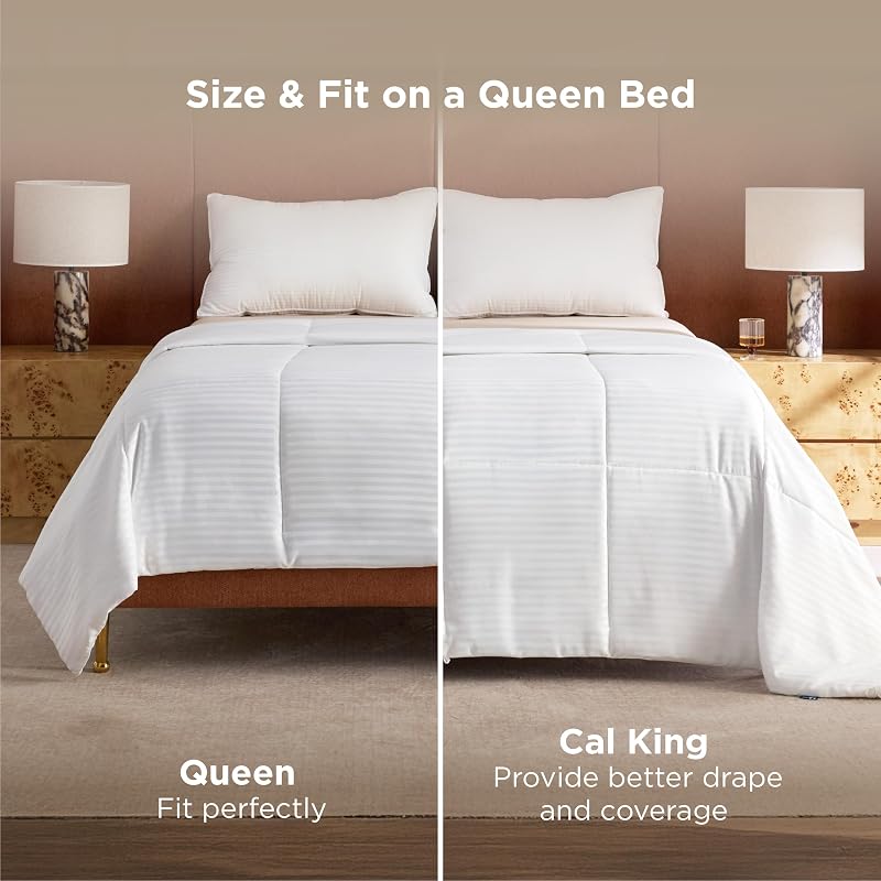 Bedsure Lightweight Duvet Insert Queen 88x88 150GSM Down Alternative - White Stripe
