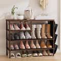 Walnut Brown 4-Tier Bamboo Shoe Rack Organizer | Freestanding 20-24 Pairs