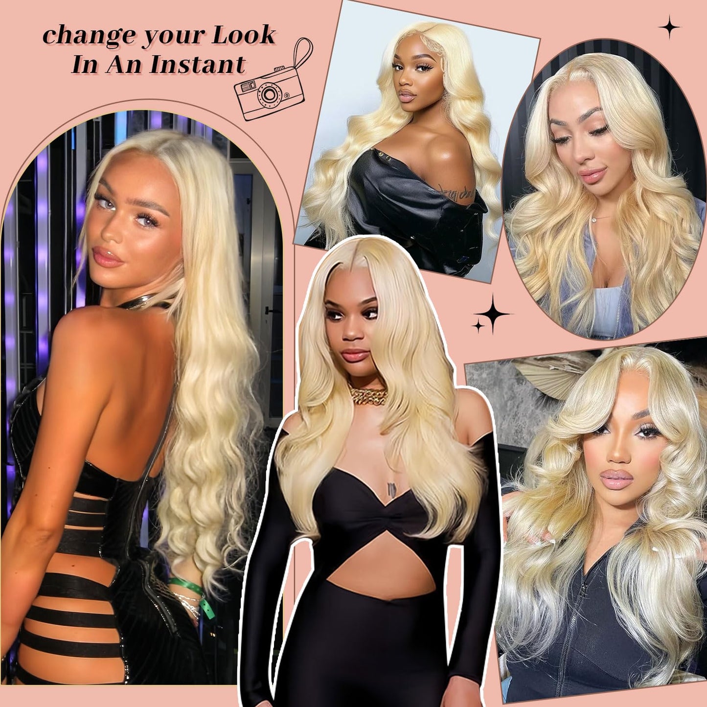 Quiport 613 Lace Front Wig Human Hair 210 Density Blonde Wig Human Hair 613 HD Lace Frontal Wig 13x6 Body Wave HD Lace Front Wigs Human Hair Pre Plucked With Baby Hair Glueless Wigs 24 Inch