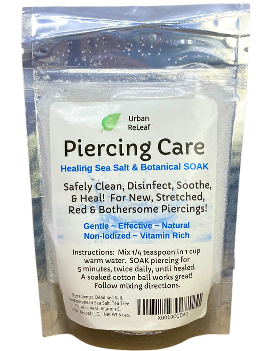 Urban ReLeaf Piercing Care 6 oz. Bag, Soothing Sea Salt & Botanical SOAK. Aftercare Solution Concentrate, Makes 90 Cups.